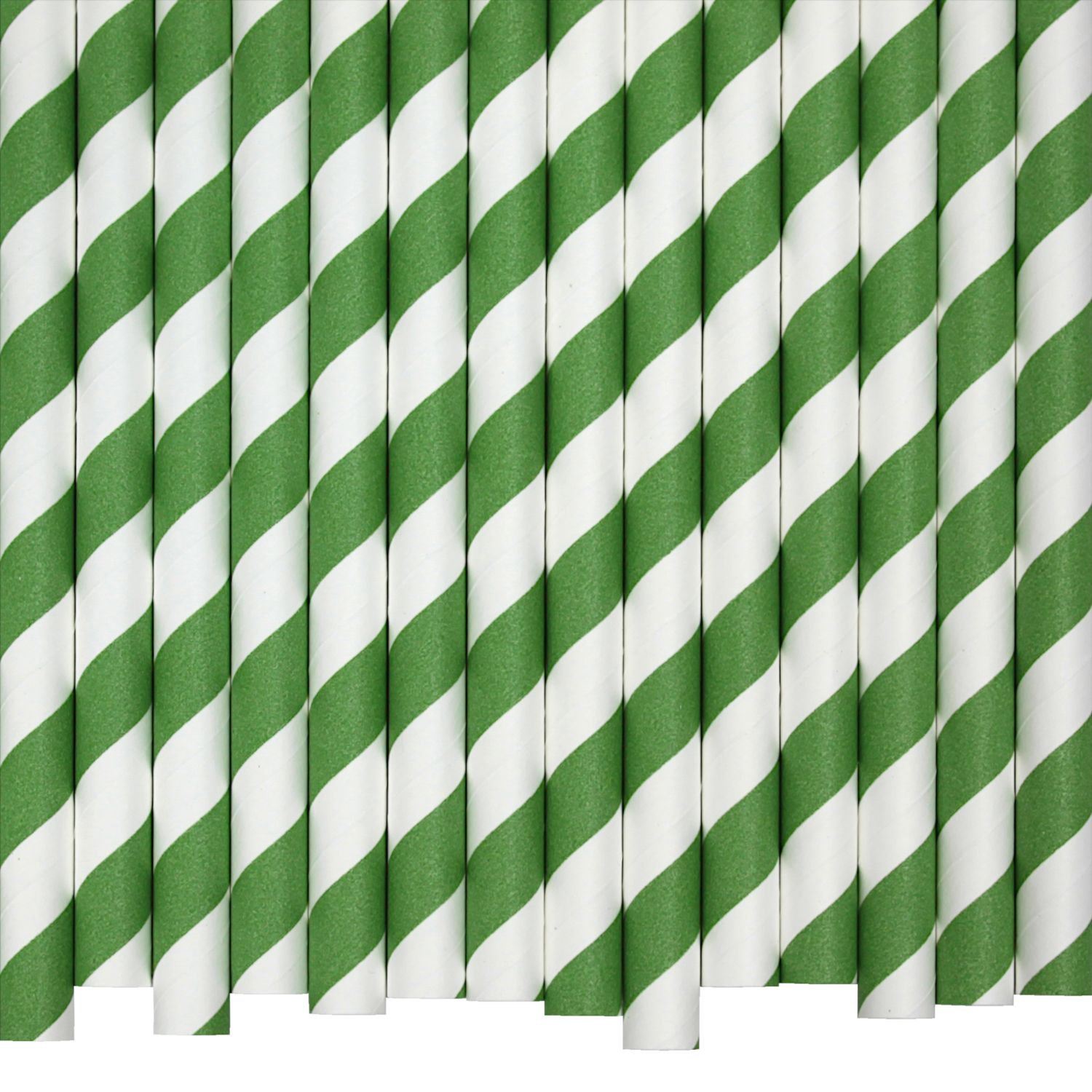 Green & White Striped Paper Straws (10mm x 200mm) - Quality Drinking Straws for Smoothies and Milkshakes - Intrinsic Paper Straws
