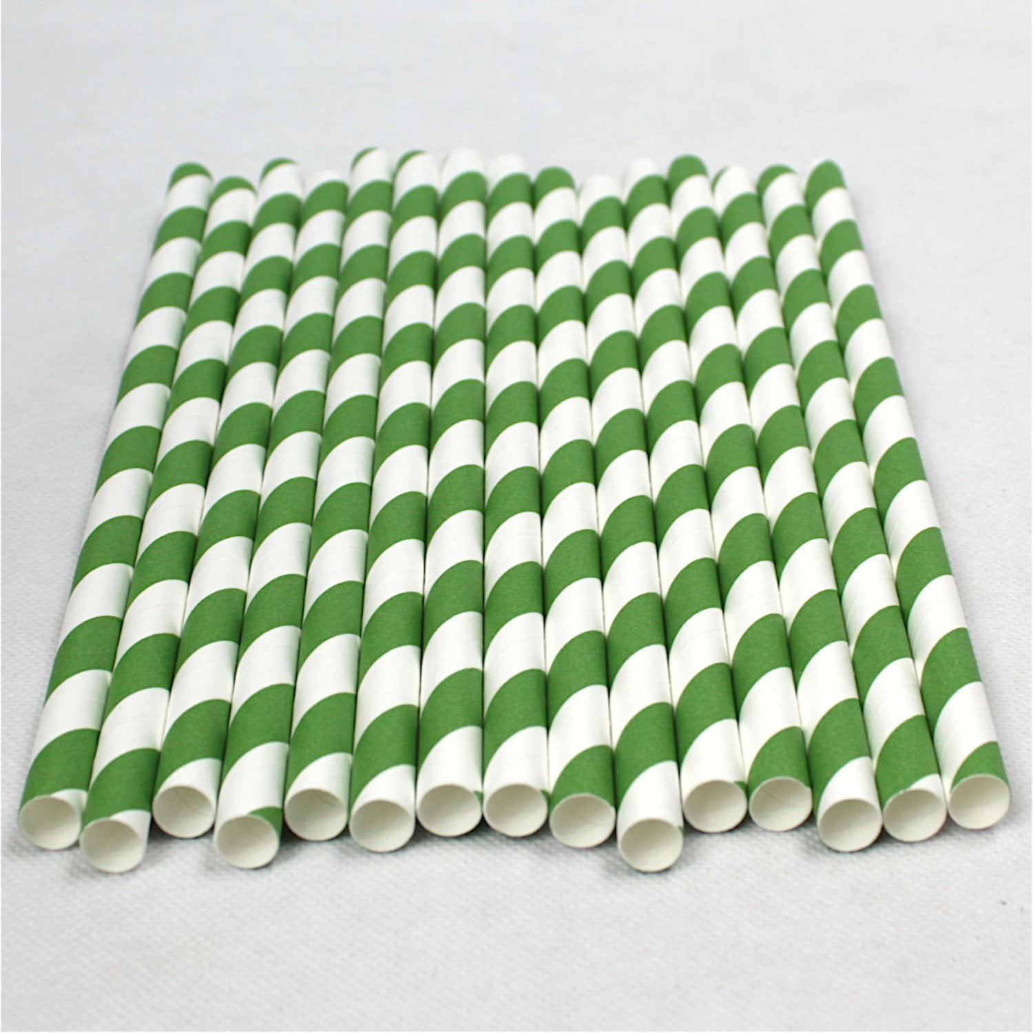 Green & White Striped Paper Straws (10mm x 200mm) - Quality Drinking Straws for Smoothies and Milkshakes - Intrinsic Paper Straws