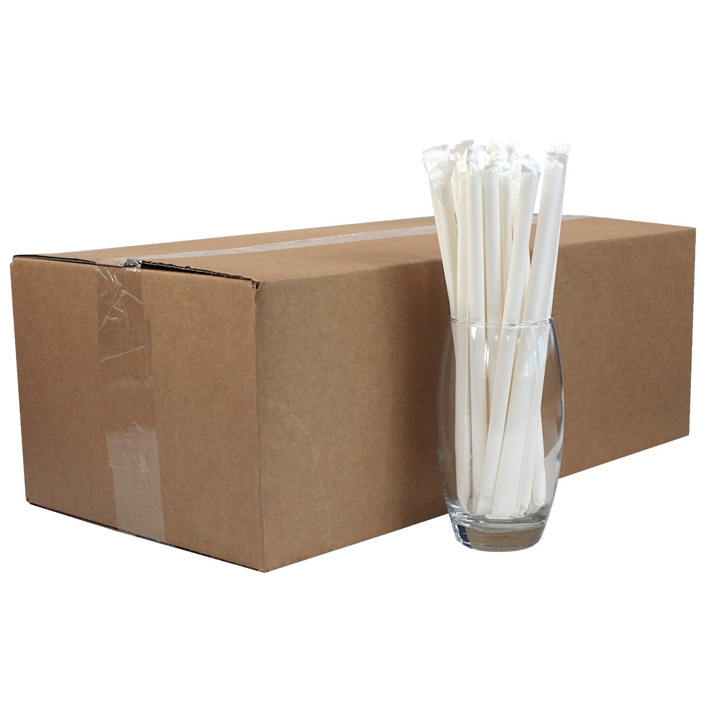 Individually Wrapped White Paper Straws (8mm x 200mm)