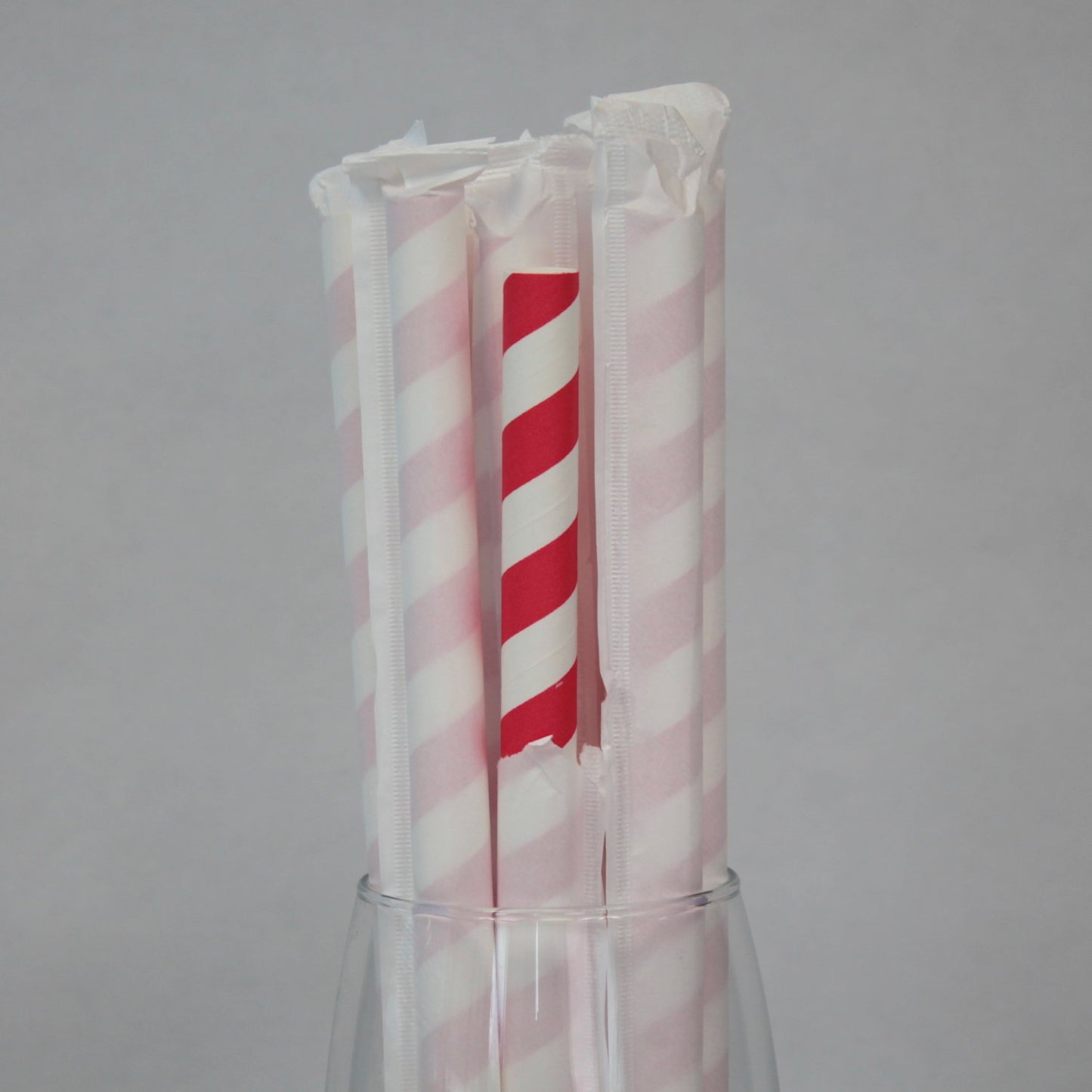 Individually Wrapped Bright Red Striped Paper Straws (12mm x 230mm)