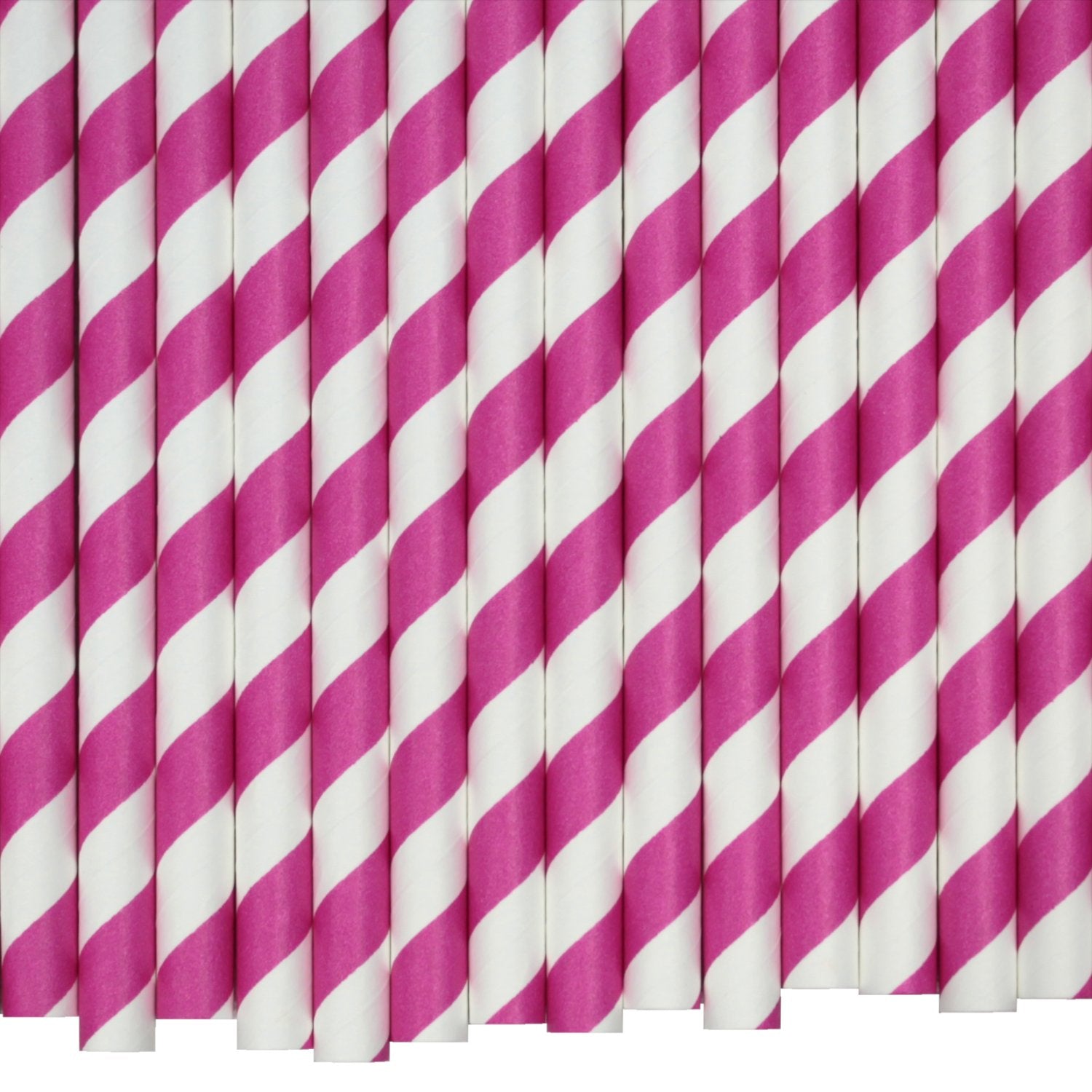 Pink & White Striped Paper Straws (10mm x 200mm) - Quality Drinking Straws for Smoothies and Milkshakes - Intrinsic Paper Straws