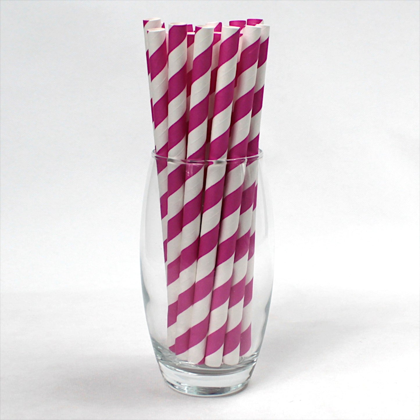 Pink & White Striped Paper Straws (10mm x 200mm) - Quality Drinking Straws for Smoothies and Milkshakes - Intrinsic Paper Straws