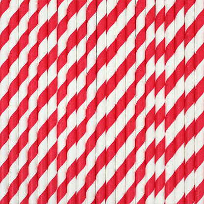 Bright Red & White Striped Paper Straws (6mm x 200mm) - Quality Drinking Straws - Intrinsic Paper Straws