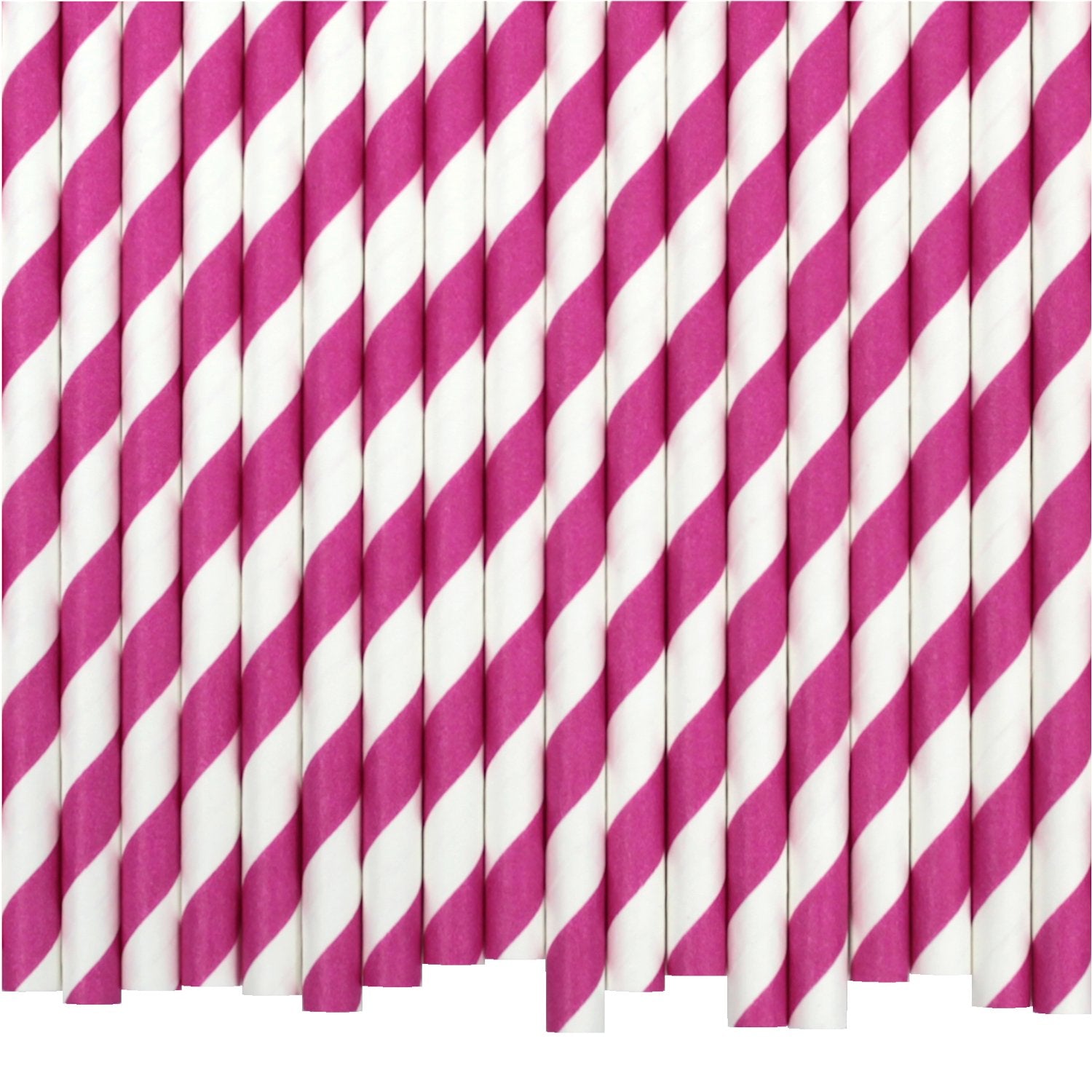 Pink & White Striped Paper Straws (6mm x 200mm) - Quality Drinking Straws - Intrinsic Paper Straws
