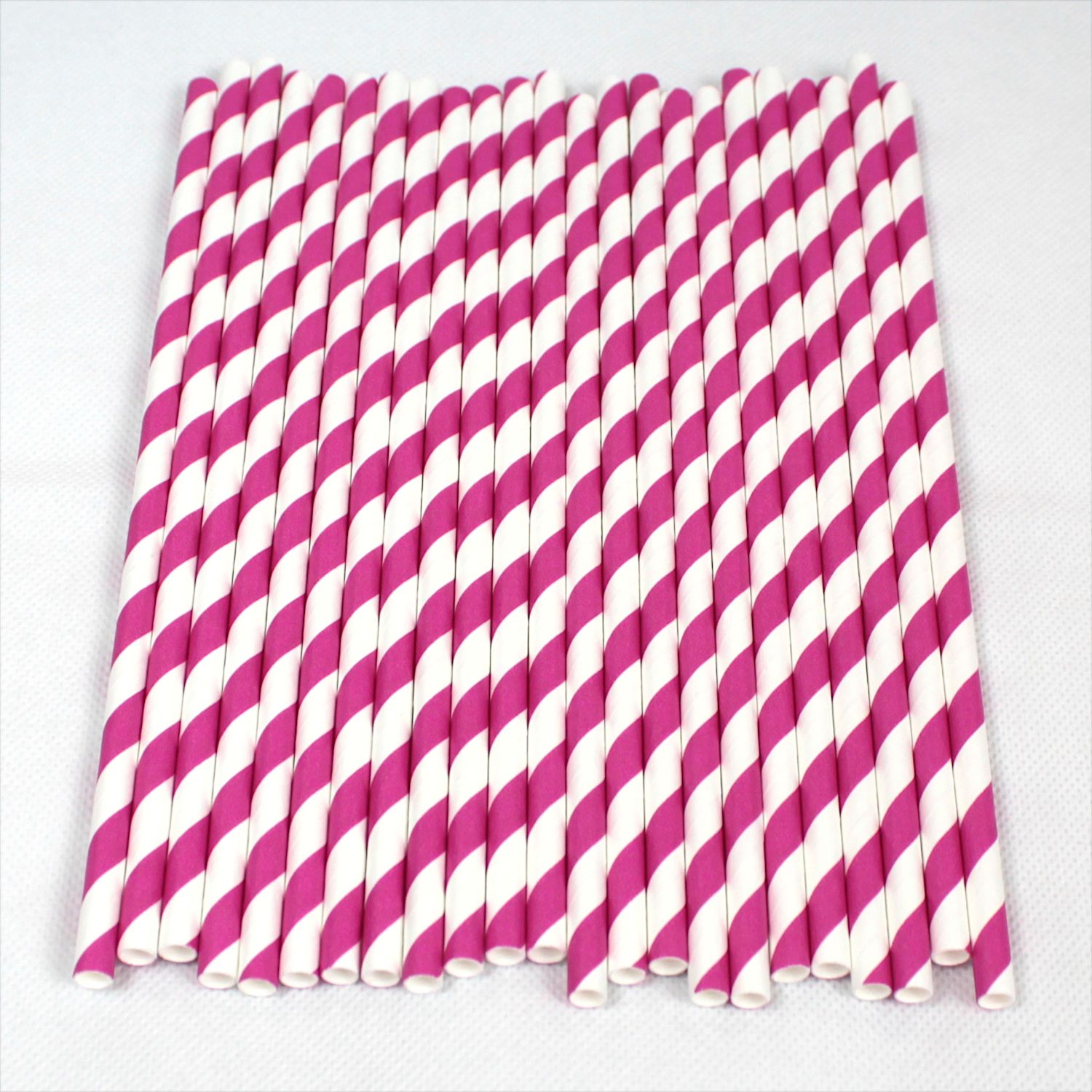 Pink & White Striped Paper Straws (6mm x 200mm) - Quality Drinking Straws - Intrinsic Paper Straws