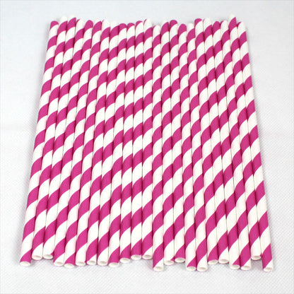 Pink & White Striped Paper Straws (6mm x 200mm) - Quality Drinking Straws - Intrinsic Paper Straws