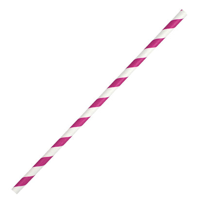 Pink & White Striped Paper Straws (6mm x 200mm) - Quality Drinking Straws - Intrinsic Paper Straws