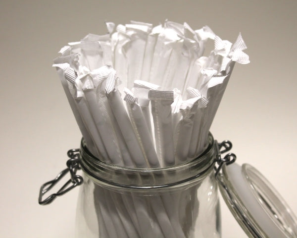 Individually Wrapped White Paper Straws (6mm x 200mm) - Intrinsic Paper Straws