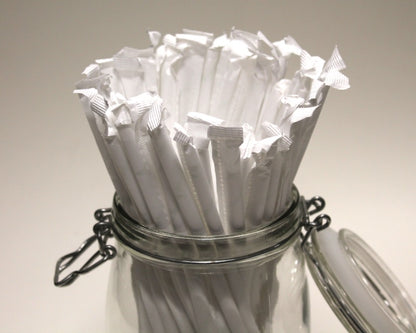 Individually Wrapped White Paper Straws (6mm x 200mm) - Intrinsic Paper Straws