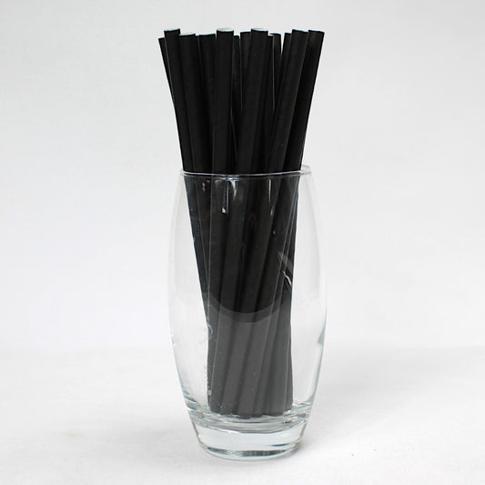 Black Paper Straws (8mm x 200mm) - Quality Drinking Straws for Smoothies and Milkshakes - Intrinsic Paper Straws