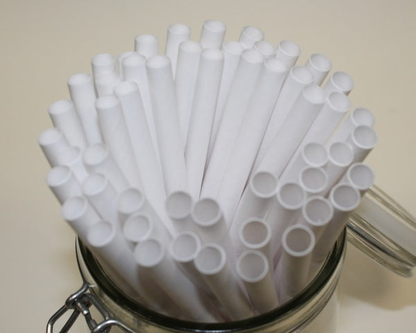 White Paper Straws (8mm x 200mm) - Quality Drinking Straws for Smoothies and Milkshakes - Intrinsic Paper Straws