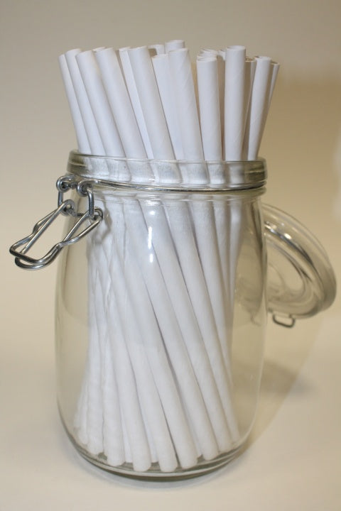 White Paper Straws (8mm x 200mm) - Quality Drinking Straws for Smoothies and Milkshakes - Intrinsic Paper Straws