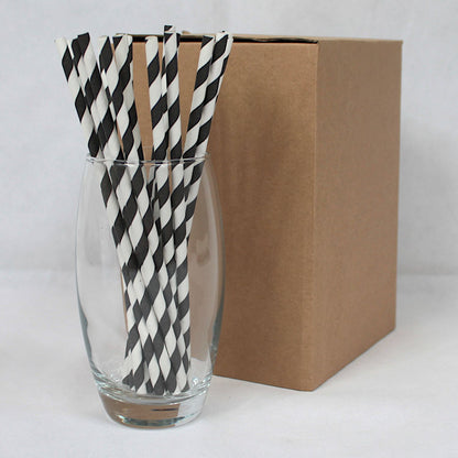 Black & White Striped Paper Straws (6mm x 200mm) - Intrinsic Paper Straws