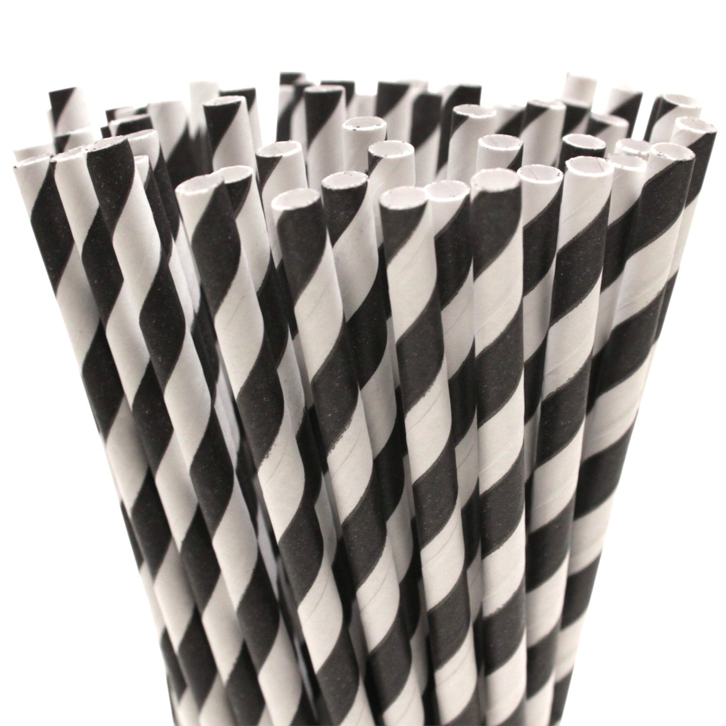 Black & White Striped Paper Straws (6mm x 200mm) - Quality Drinking Straws - Intrinsic Paper Straws