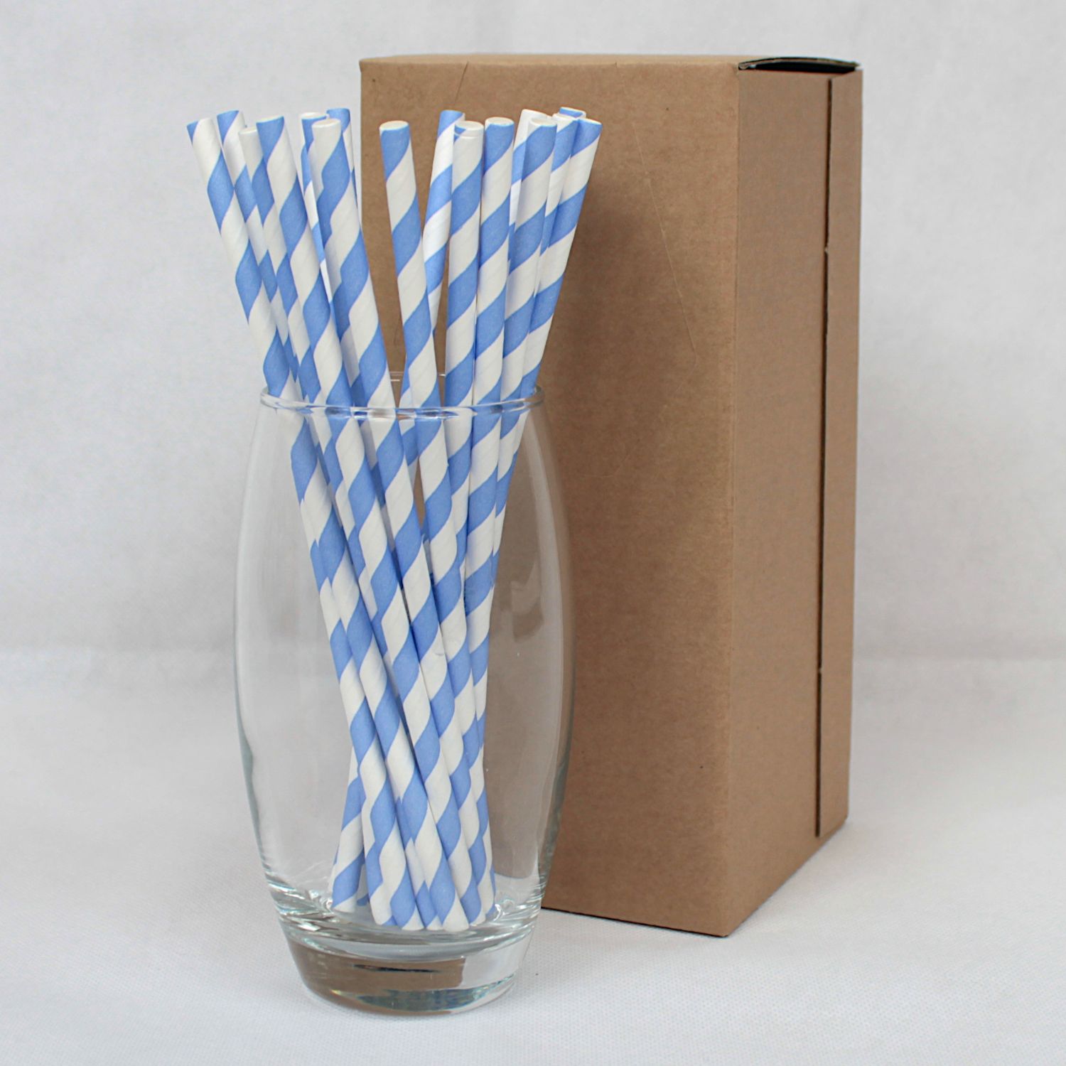 Blue & White Striped Paper Straws (6mm x 200mm) - Intrinsic Paper Straws