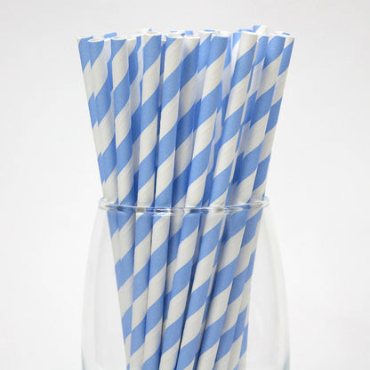 Blue & White Striped Paper Straws (6mm x 200mm) - Quality Drinking Straws - Intrinsic Paper Straws