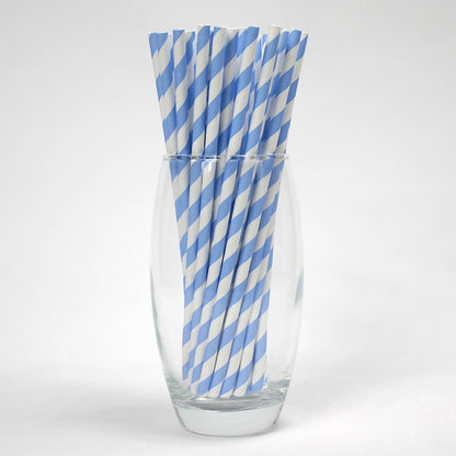 Blue & White Striped Paper Straws (6mm x 200mm) - Quality Drinking Straws - Intrinsic Paper Straws
