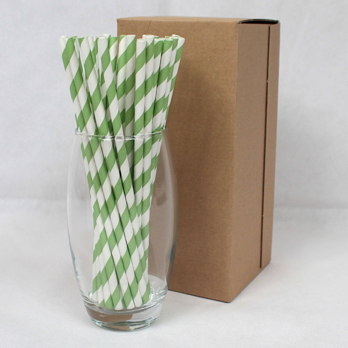 Green & White Striped Paper Straws (6mm x 200mm) - Intrinsic Paper Straws