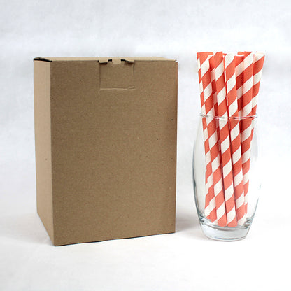 Orange Striped Paper Straws (10mm x 200mm)