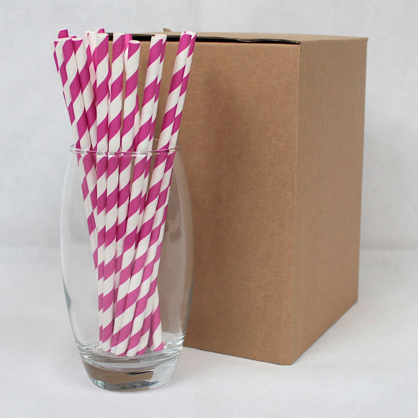 Pink Striped Paper Straws (6mm x 200mm)
