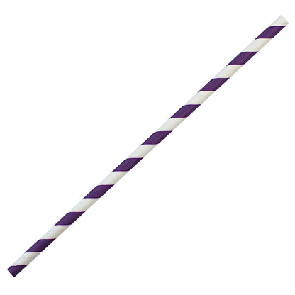 Purple & White Striped Paper Straws (6mm x 200mm) - Quality Drinking Straws - Intrinsic Paper Straws