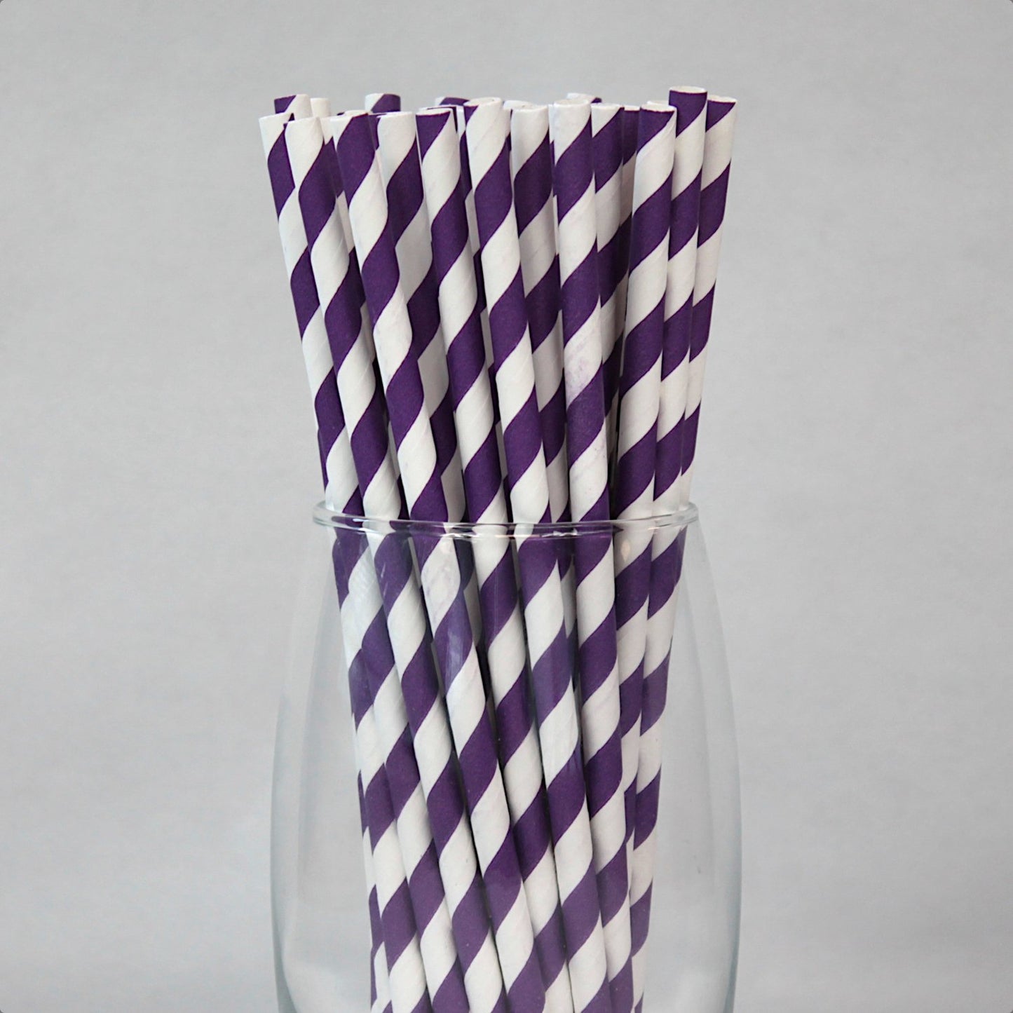 Purple & White Striped Paper Straws (6mm x 200mm) - Quality Drinking Straws - Intrinsic Paper Straws