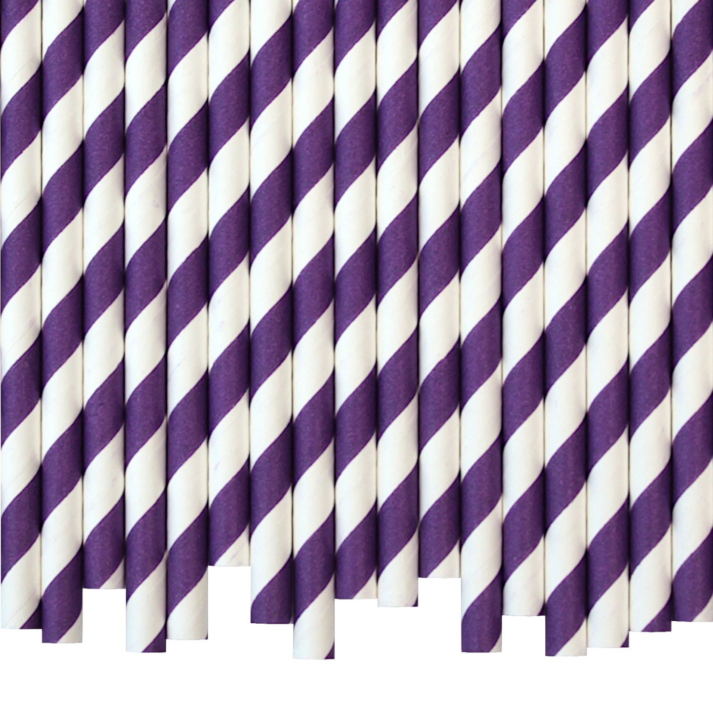 Purple & White Striped Paper Straws (6mm x 200mm) - Quality Drinking Straws - Intrinsic Paper Straws