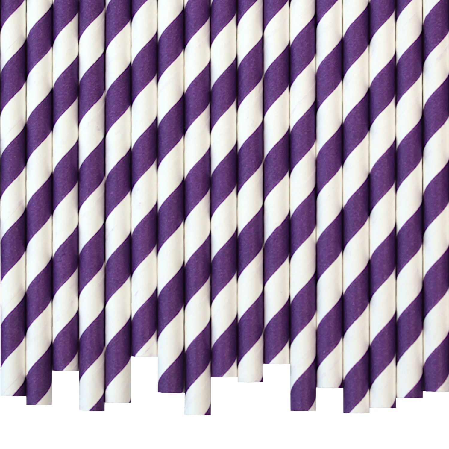 Purple & White Striped Paper Straws (6mm x 200mm) - Quality Drinking Straws - Intrinsic Paper Straws