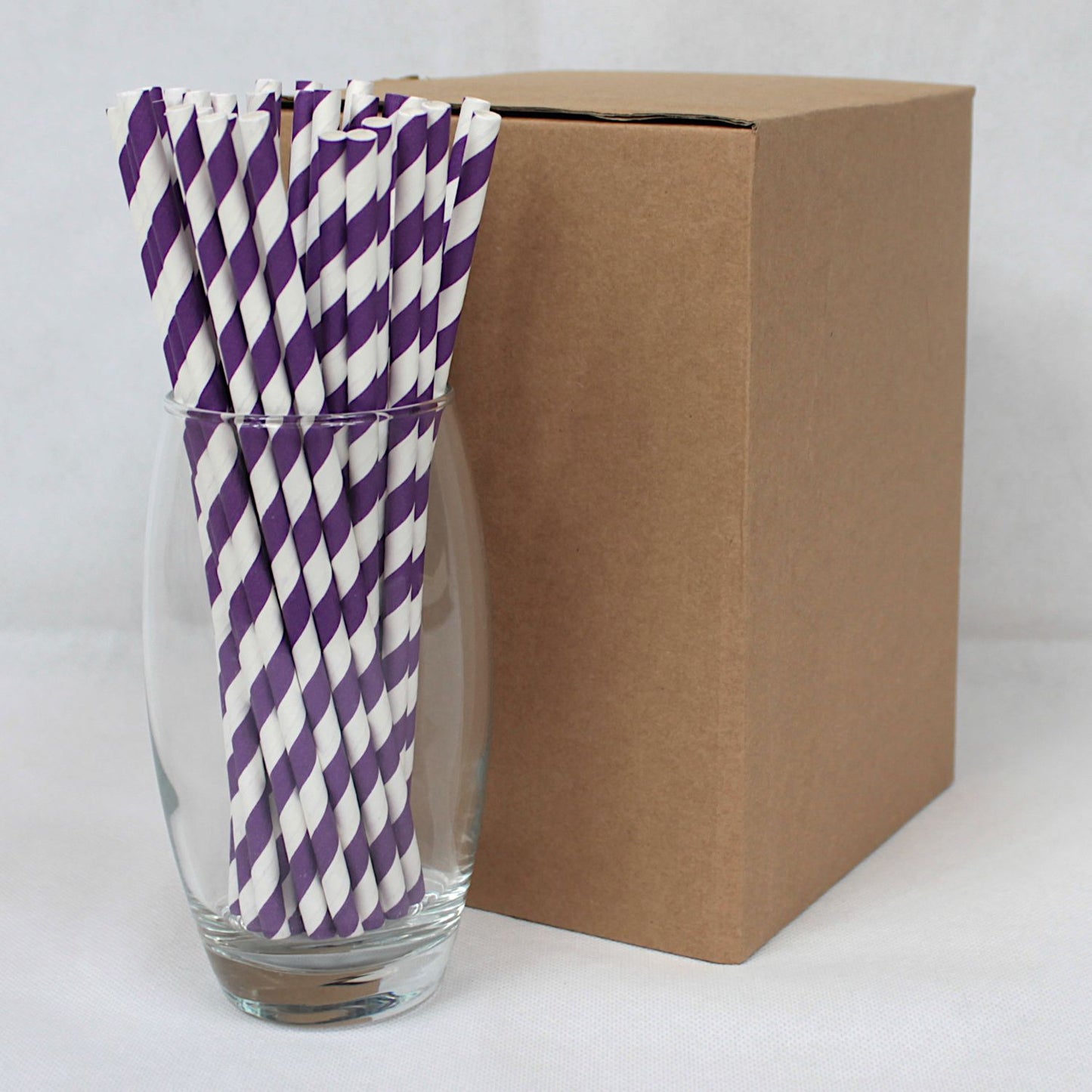Purple Striped Paper Straws (6mm x 200mm)