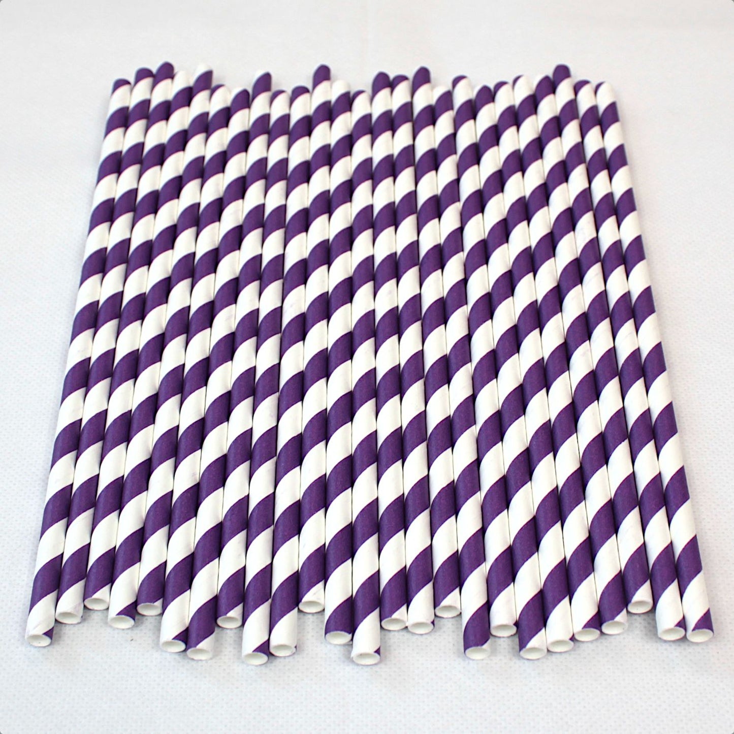 Purple & White Striped Paper Straws (6mm x 200mm) - Quality Drinking Straws - Intrinsic Paper Straws