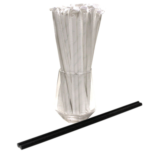 Individually Wrapped Black Paper Straws (6mm x 200mm) - Intrinsic Paper Straws