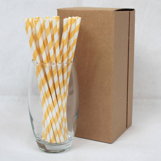 Yellow Striped Paper Straws (6mm x 200mm)